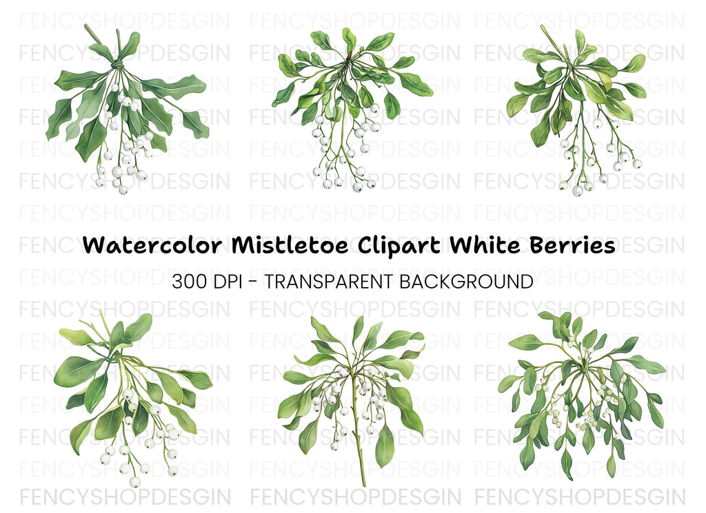 Mistletoe Sprigs Christmas Clipart Bundle