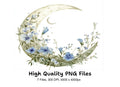 Floral Moon Clipart Bundle