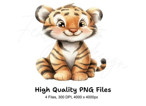Adorable Baby Tiger Clipart Bundle