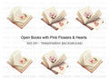 Open Books with Flowers and Hearts Clipart Bundle