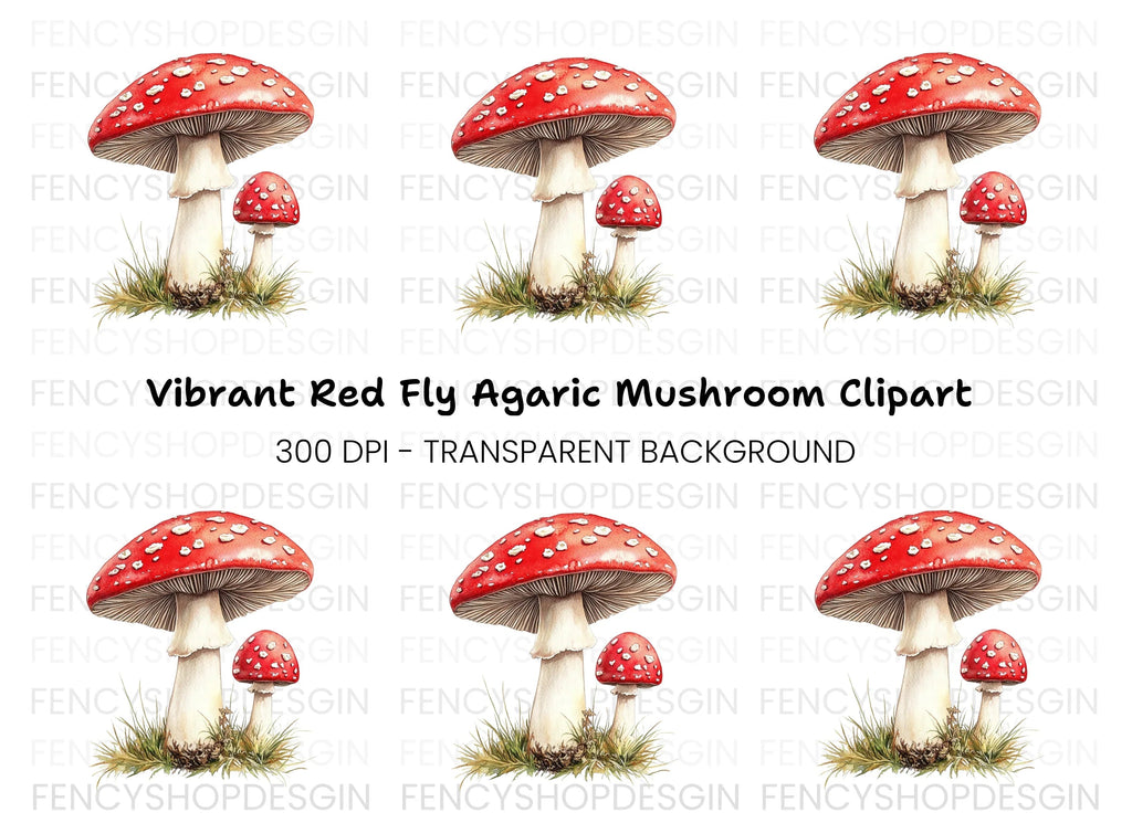 Fly Agaric Mushrooms Clipart Bundle