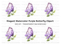Purple Butterfly and Flowers Clipart Bundle