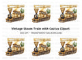 Vintage Train and Cactus Clipart Bundle