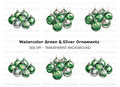 Green Silver Ornaments Clipart Bundle