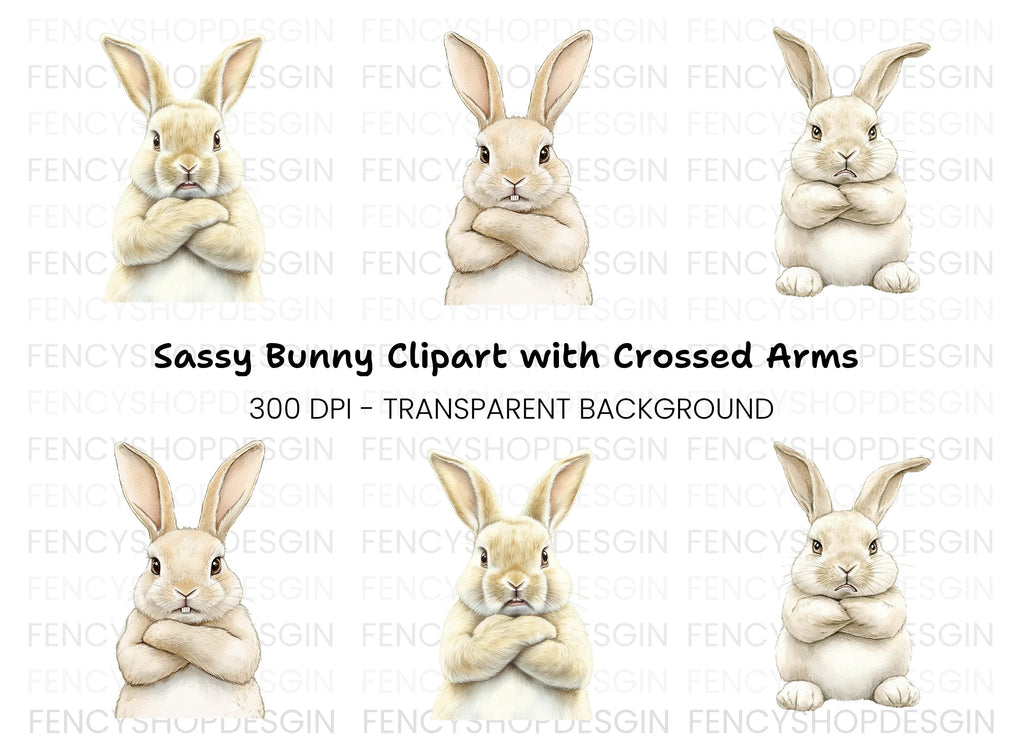 Grumpy Bunny Clipart Bundle