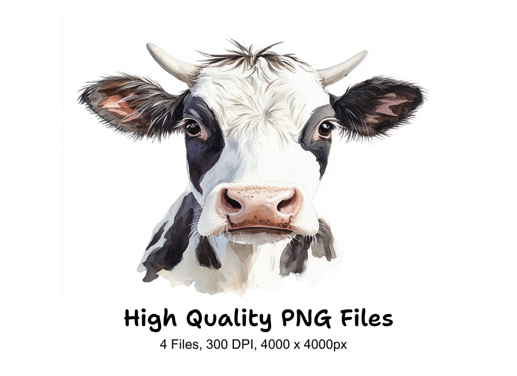 Holstein Cow Head Clipart Bundle