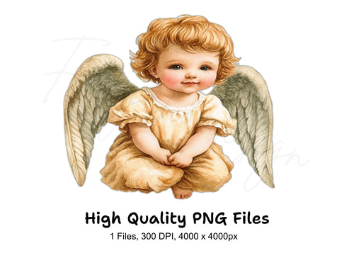 Adorable Baby Angel Illustration Clipart Bundle