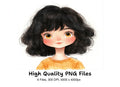 Cute Black Hair Girl Clipart Bundle