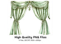 Elegant Green Curtains Clipart Bundle