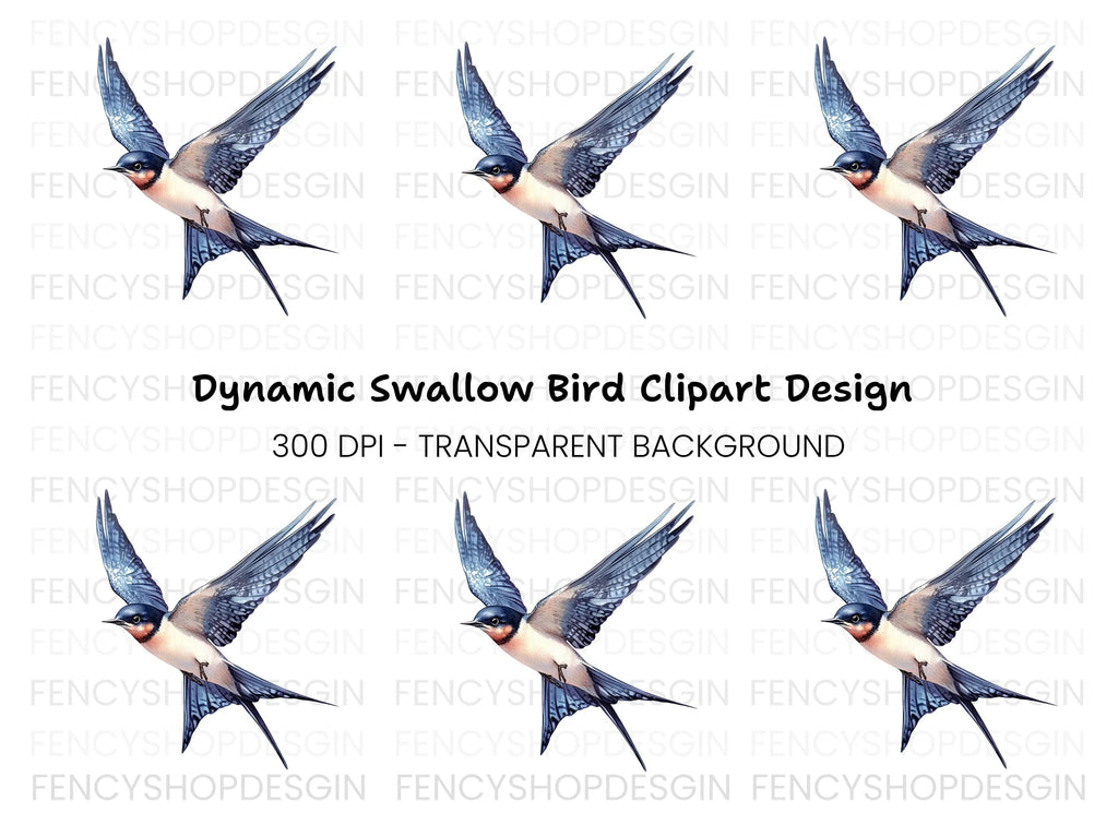 Graceful Flying Swallow Clipart Bundle