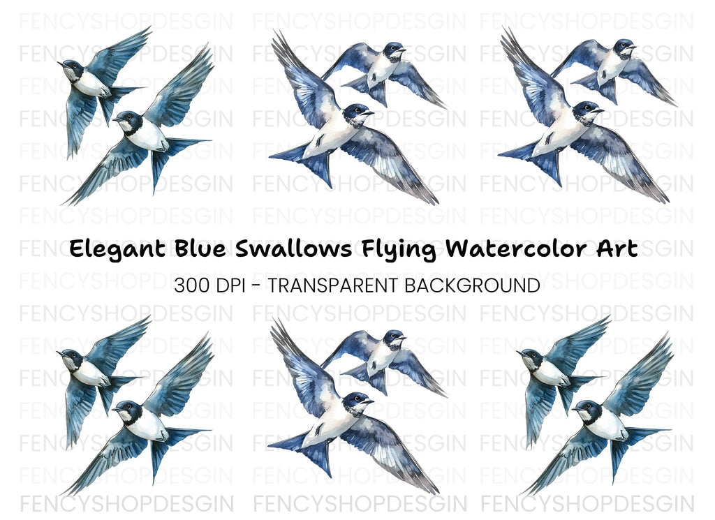 Dynamic Swallow Flight Clipart Bundle