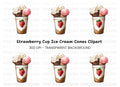 Strawberry Cup Ice Cream Cones Clipart Bundle