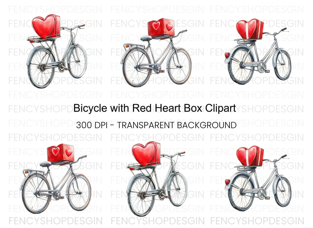 Bicycle with Heart Box Clipart Bundle