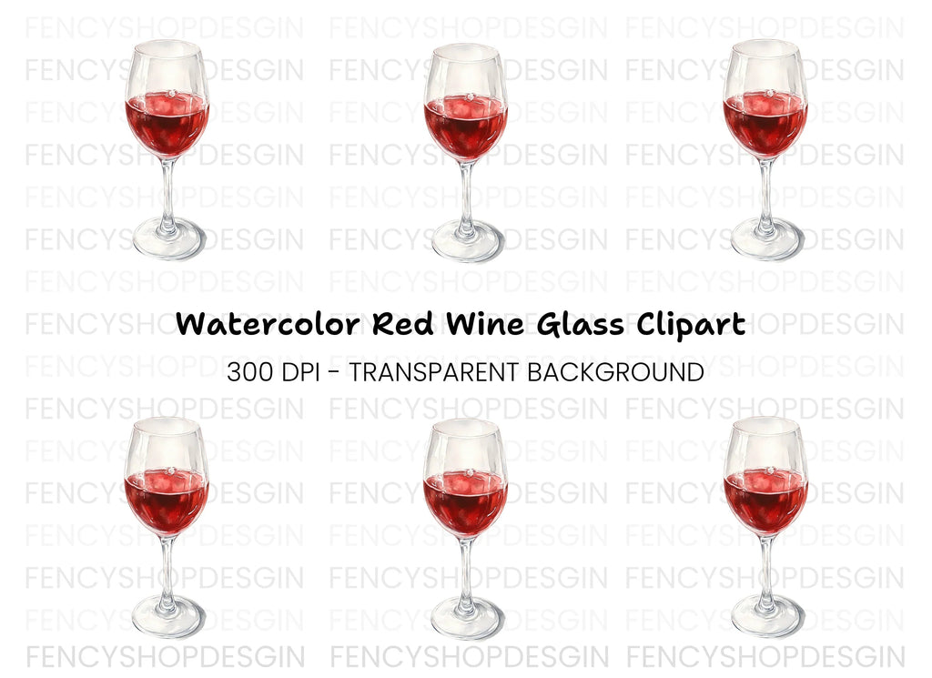 Elegant Red Wine Glass Clipart Bundle