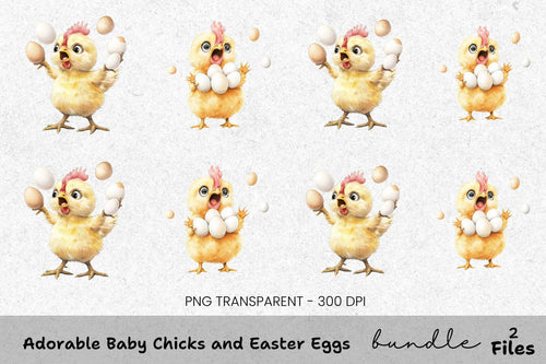 Adorable Baby Chicks and Easter Eggs Clipart Bundle