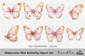Pink Butterfly Clipart Bundle