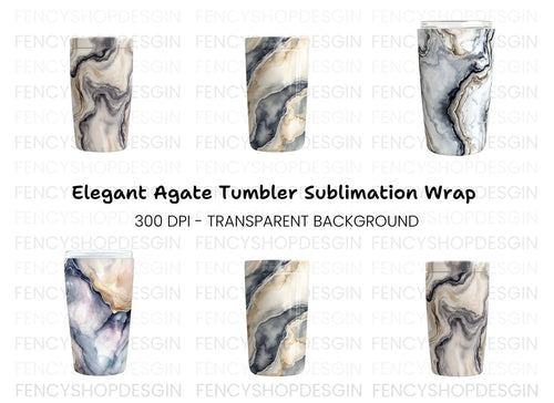 Abstract Swirl Marble Tumbler Clipart Bundle