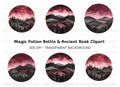 Dark Forest Mountain Landscape Clipart Bundle