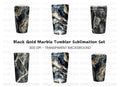 Black and Gold Marble Tumbler Clipart Bundle