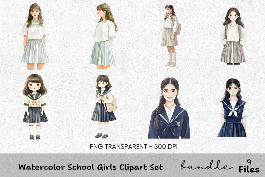 School Girls Clipart Bundle