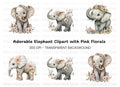 Cute Floral Elephant Clipart Bundle