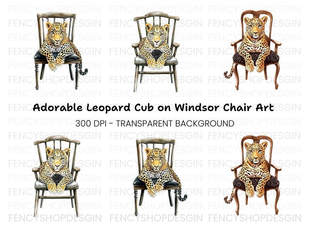 Leopard in Chair Clipart Bundle