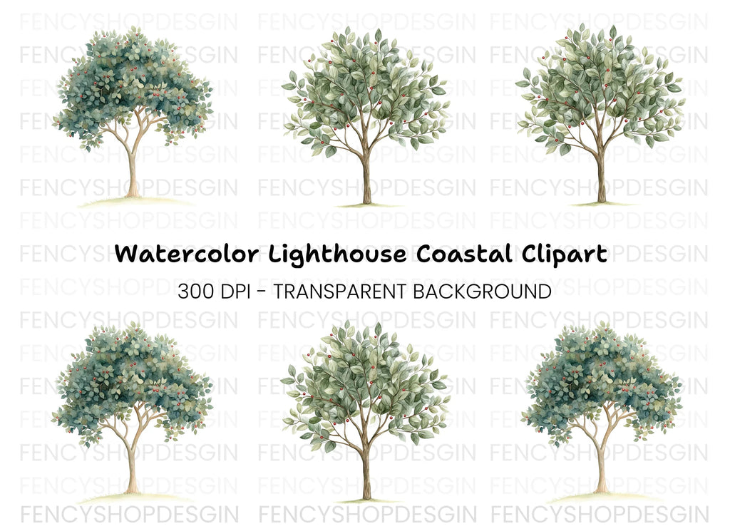 Berry Trees Clipart Bundle