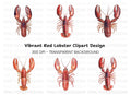 Realistic Red Lobster Clipart Bundle