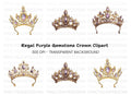 Regal Gold and Purple Tiara Clipart Bundle