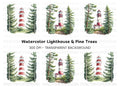 Lighthouse and Pine Trees Clipart Bundle