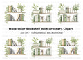 Bookshelf with Green Plants Clipart Bundle