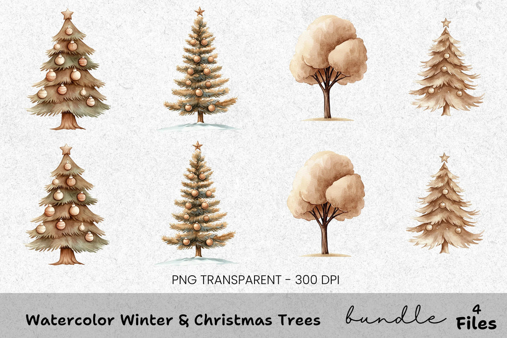 Winter Christmas Trees Clipart Bundle