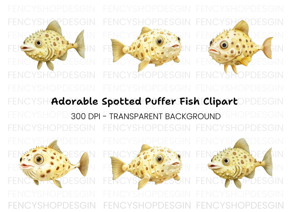 Spotted Pufferfish Clipart Bundle