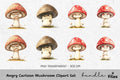 Angry Cartoon Mushroom Clipart Bundle