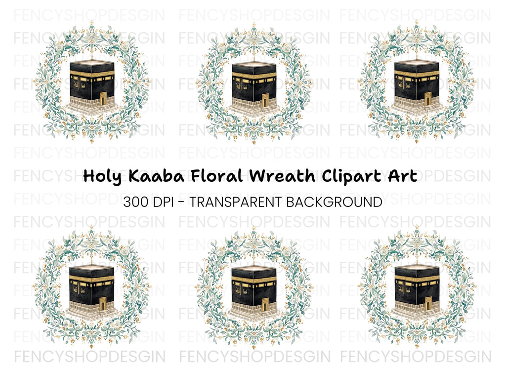 Kaaba Floral Wreath Clipart Bundle