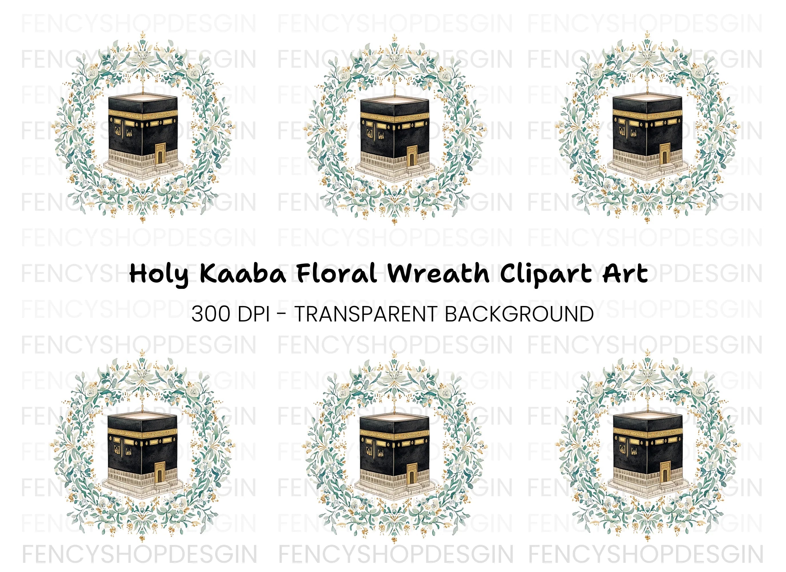 Kaaba Floral Wreath Clipart Bundle