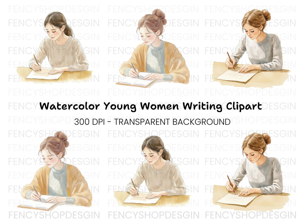 Girls Writing Clipart Bundle