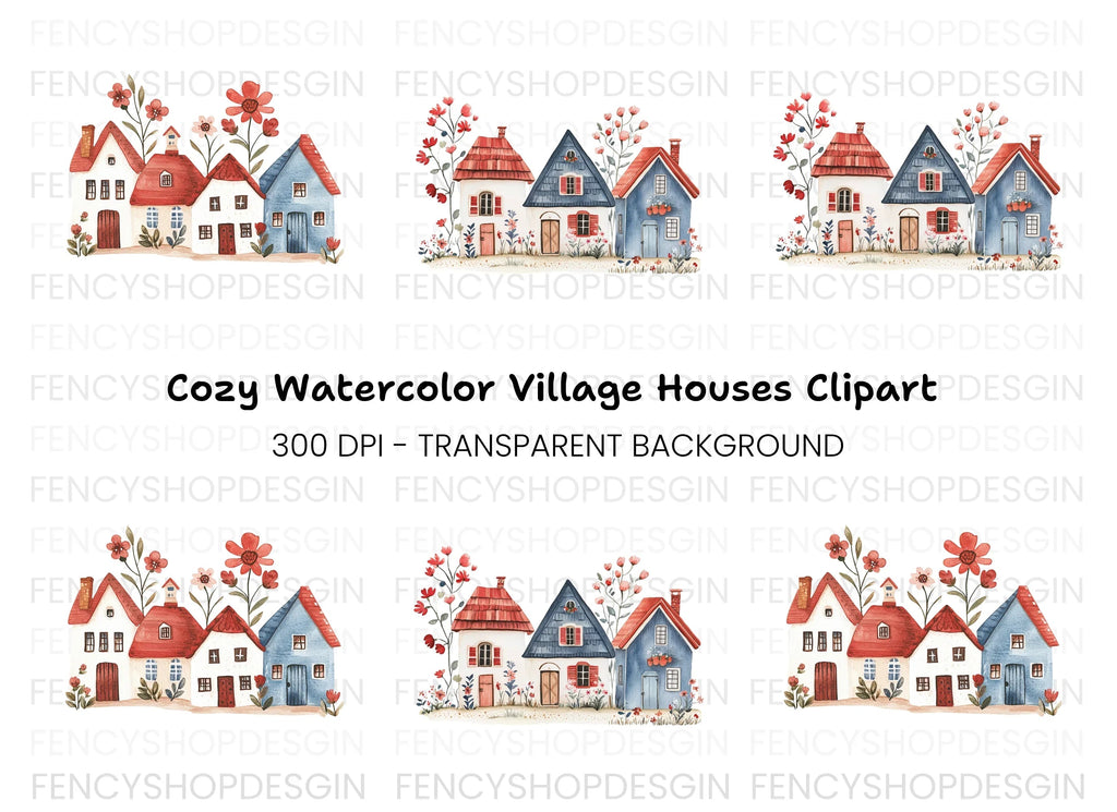 Charming Village Houses Clipart Bundle