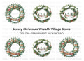 Christmas Village Wreath Clipart Bundle