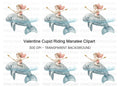 Cupid Riding Manatee Clipart Bundle