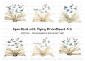 Open Books with Flying Doves Clipart Bundle