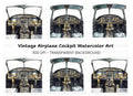 Vintage Airplane Cockpit Clipart Bundle