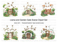 Llamas and Rustic Garden Gates Clipart Bundle
