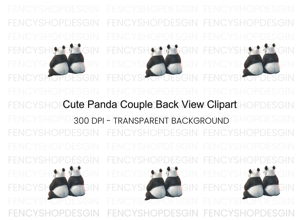 Adorable Pandas Looking Away Clipart Bundle