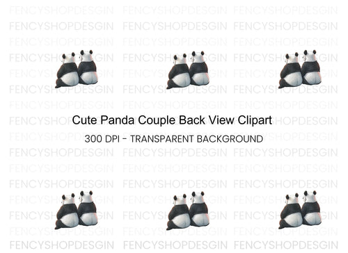 Adorable Pandas Looking Away Clipart Bundle