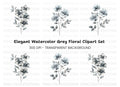 Subtle Grey Flower Bouquets Clipart Bundle