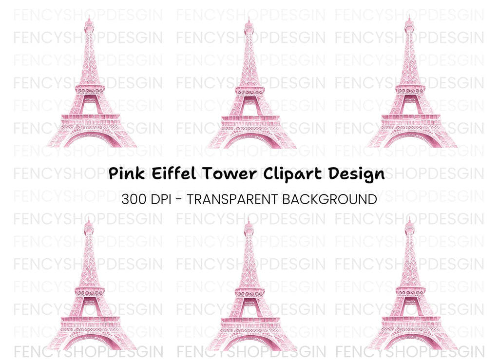 Pink Eiffel Tower Clipart Bundle