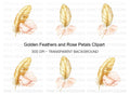 Golden Feather Rose Petal Clipart Bundle