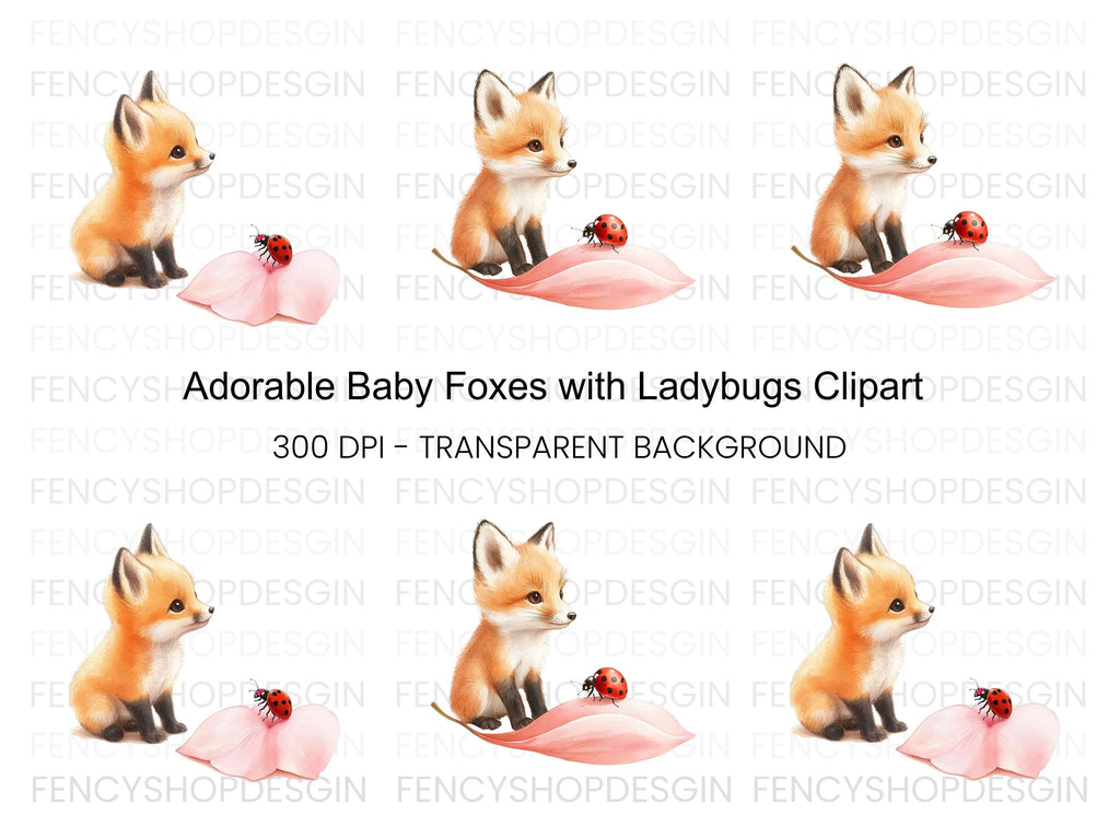 Adorable Fox and Ladybug Clipart Bundle