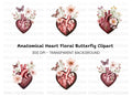 Floral Anatomical Heart Clipart Bundle